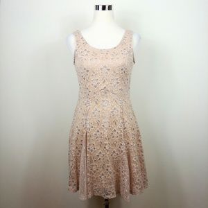 $6 Lily Rose Champagne Flower Fit & Flare Dress